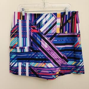 EP sports colorful abstract print golf skirt front shorts back woman's size 10